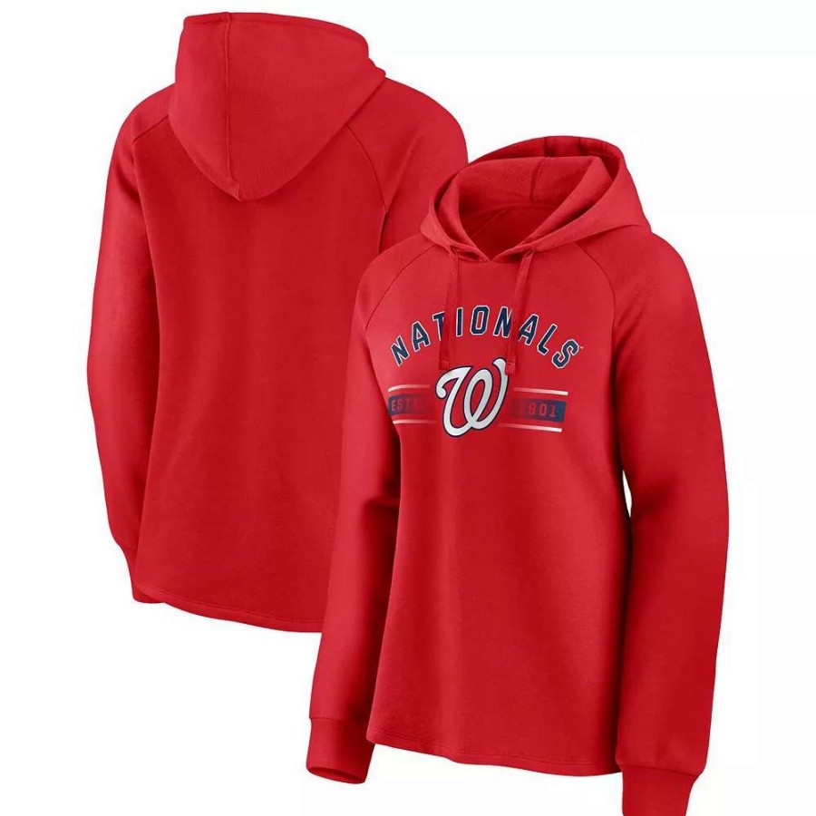 Tops * | Women'S Fanatics Branded Red Washington Nationals Perfect Play Raglan Pullover Hoodie