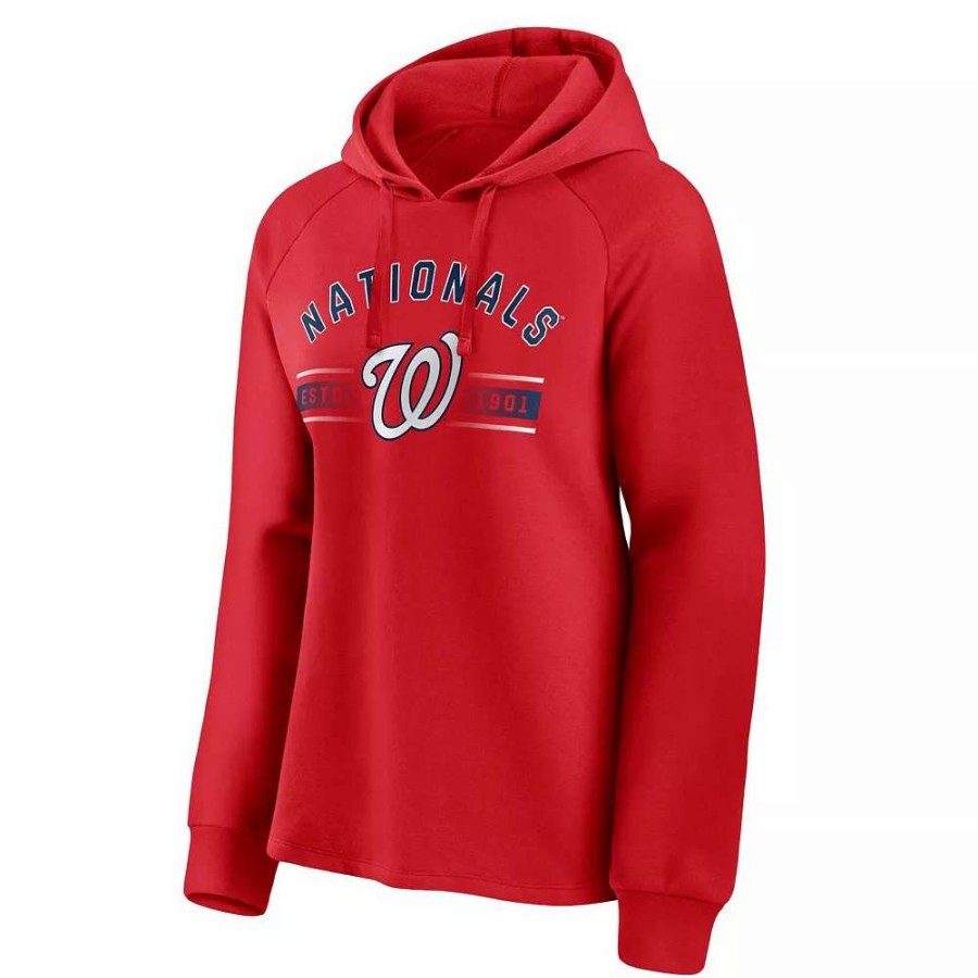 Tops * | Women'S Fanatics Branded Red Washington Nationals Perfect Play Raglan Pullover Hoodie