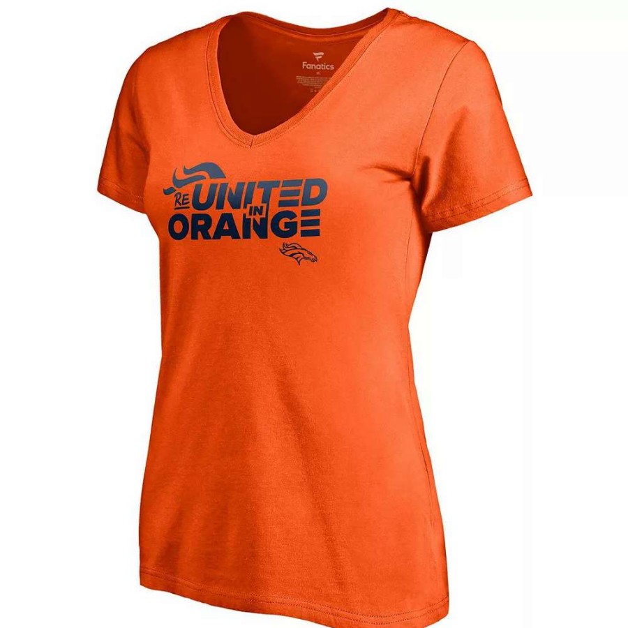 Tops * | Women'S Fanatics Branded Orange Denver Broncos Reunited In Orange V-Neck T-Shirt