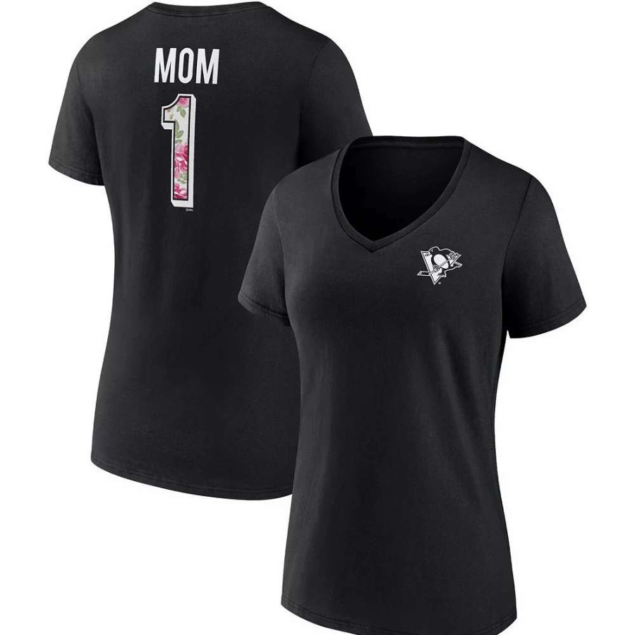 Tops * | Women'S Fanatics Branded Black Pittsburgh Penguins Team Mother'S Day V-Neck T-Shirt