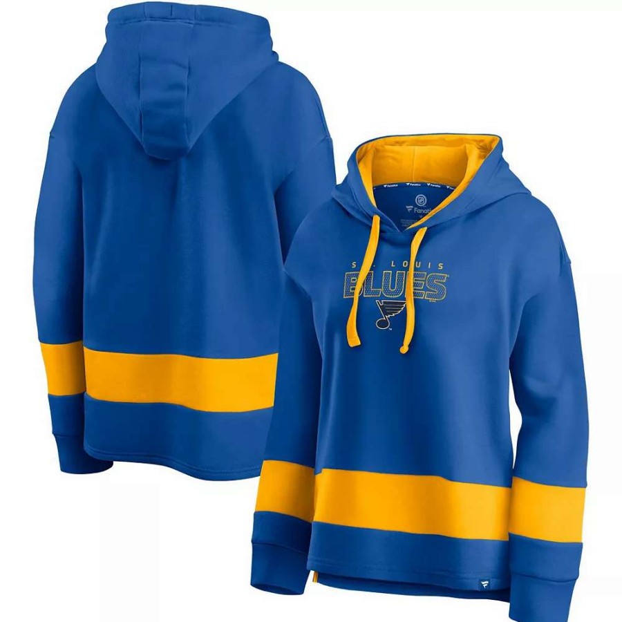 Tops * | Women'S Fanatics Branded Blue/Gold St. Louis Blues Colors Of Pride Colorblock Pullover Hoodie