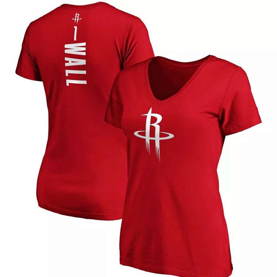 Tops * | Women'S Fanatics Branded John Wall Red Houston Rockets Playmaker Name & Number V-Neck T-Shirt