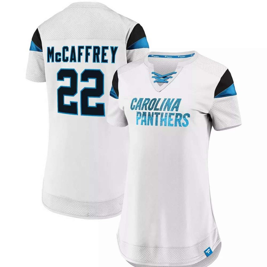 Tops * | Women'S Fanatics Branded Christian Mccaffrey White Carolina Panthers Athena Name & Number Fashion Top