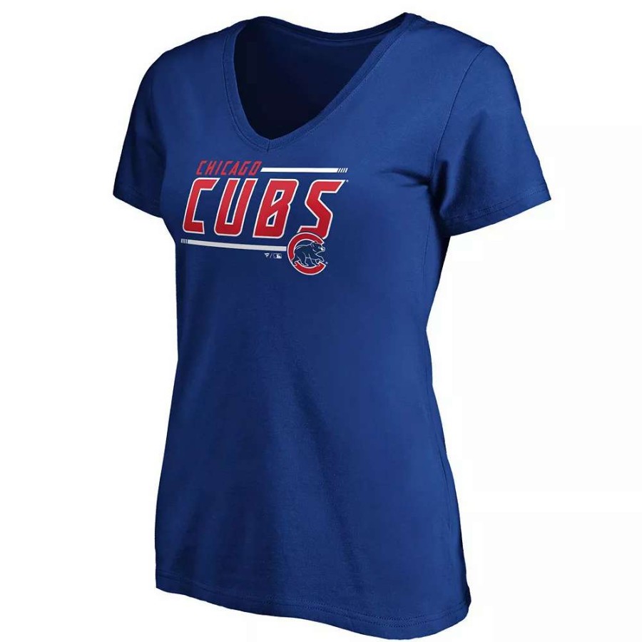 Tops * | Women'S Fanatics Branded Royal Chicago Cubs Plus Size Mascot In Bounds V-Neck T-Shirt