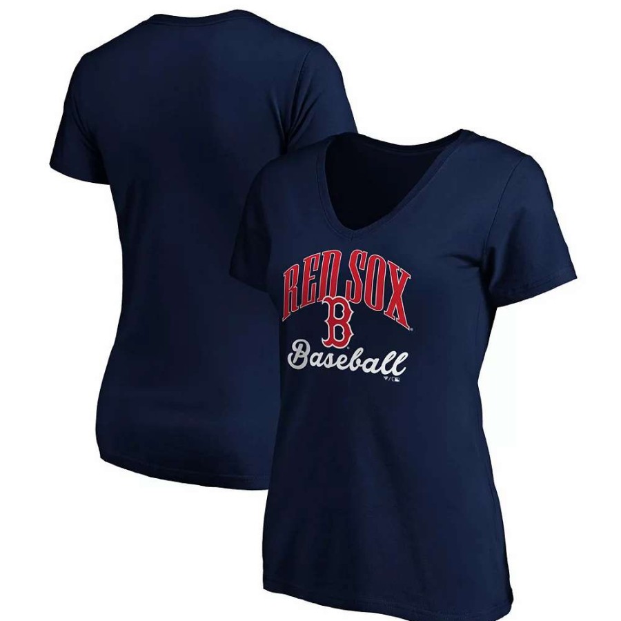 Tops * | Women'S Fanatics Branded Navy Boston Red Sox Victory Script V-Neck T-Shirt