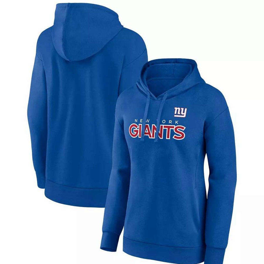 Tops * | Women'S Fanatics Branded Royal New York Giants Checklist Crossover V-Neck Pullover Hoodie