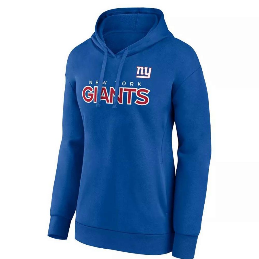 Tops * | Women'S Fanatics Branded Royal New York Giants Checklist Crossover V-Neck Pullover Hoodie