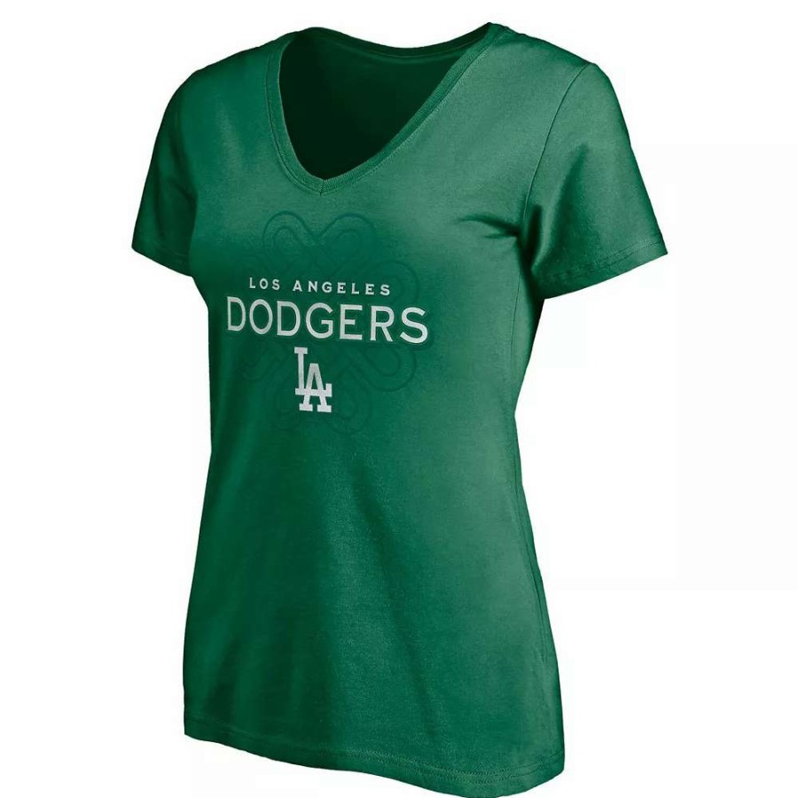 Tops * | Women'S Fanatics Branded Kelly Green Los Angeles Dodgers St. Patrick'S Day Celtic Knot V-Neck T-Shirt