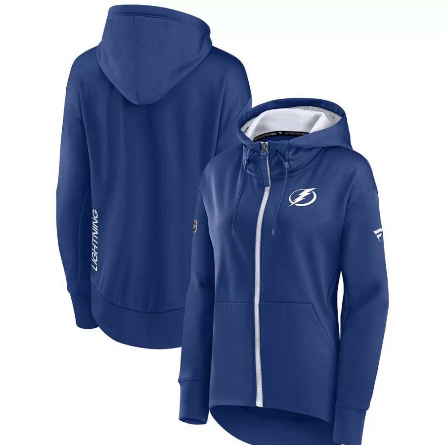 Tops * | Women'S Fanatics Branded Blue Tampa Bay Lightning Authentic Pro Rink Full-Zip Hoodie