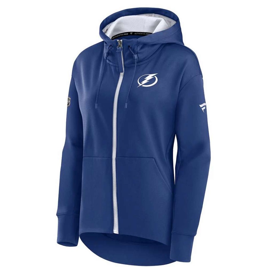 Tops * | Women'S Fanatics Branded Blue Tampa Bay Lightning Authentic Pro Rink Full-Zip Hoodie