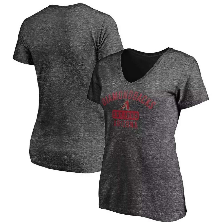 Tops * | Women'S Fanatics Branded Heathered Charcoal Arizona Diamondbacks Old Time Favorite V-Neck T-Shirt