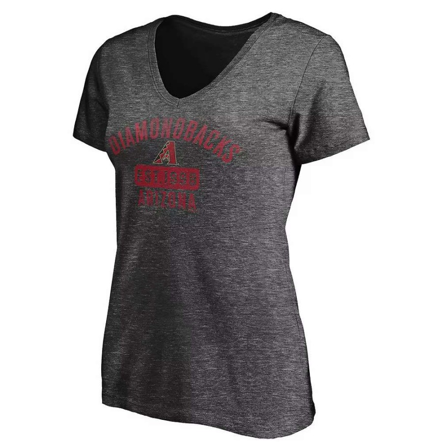 Tops * | Women'S Fanatics Branded Heathered Charcoal Arizona Diamondbacks Old Time Favorite V-Neck T-Shirt