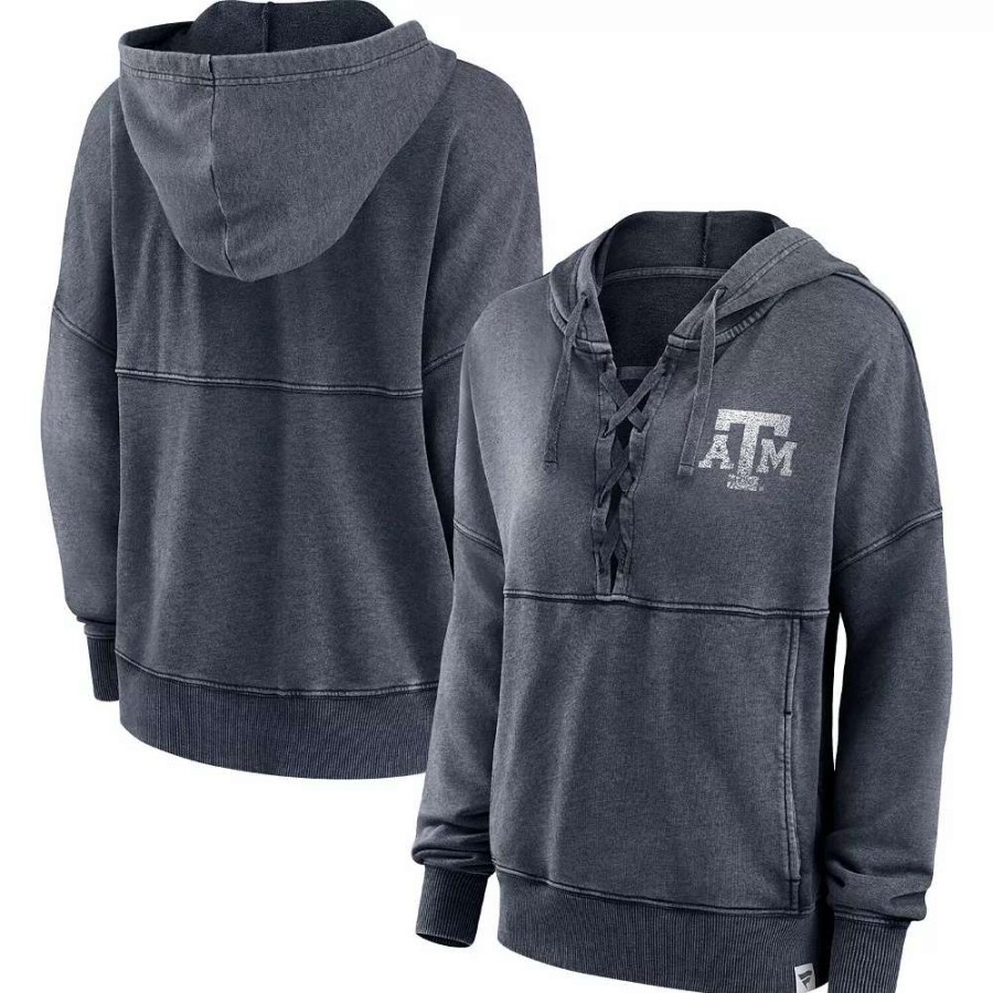 Tops * | Women'S Fanatics Branded Heathered Charcoal Texas A&M Aggies Overall Speed Lace-Up Pullover Hoodie