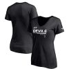 Tops * | Women'S Fanatics Branded Black New Jersey Devils Authentic Pro Alternate Logo V-Neck T-Shirt