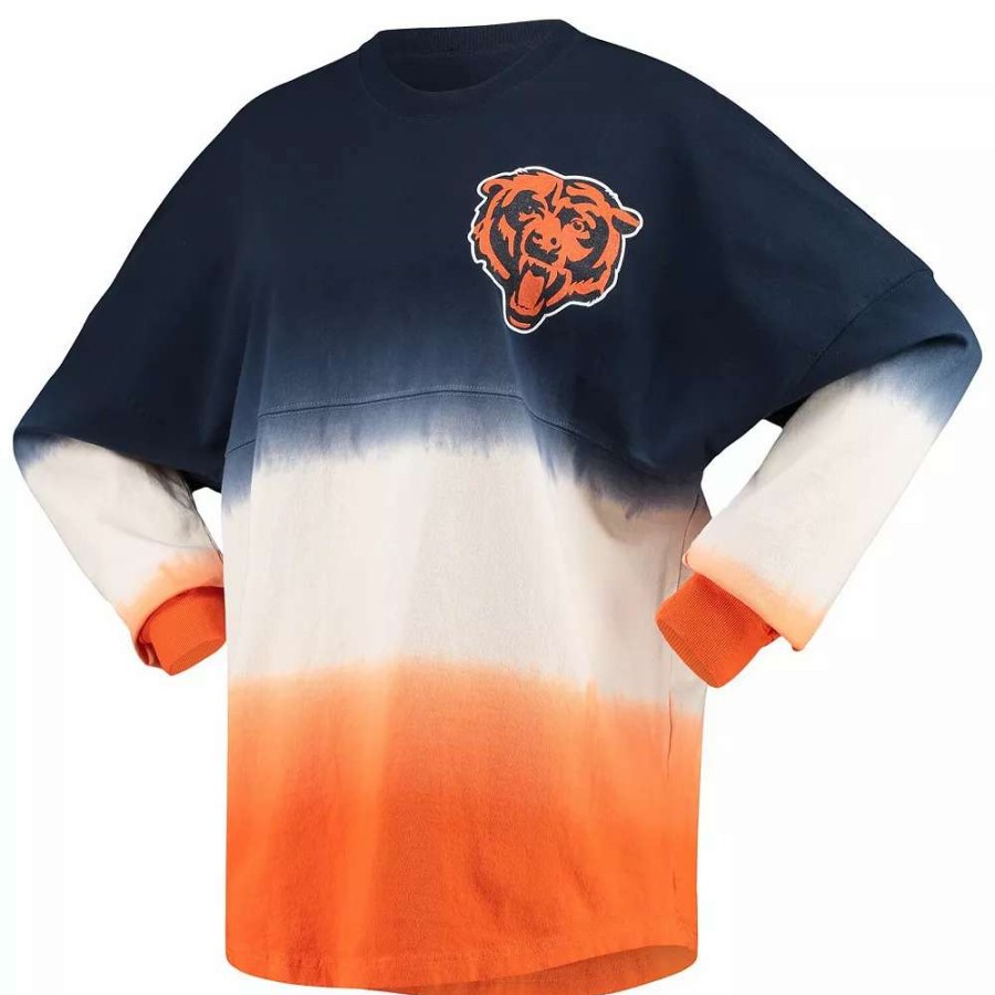 Tops * | Women'S Fanatics Branded Navy/White Chicago Bears Ombre Long Sleeve T-Shirt