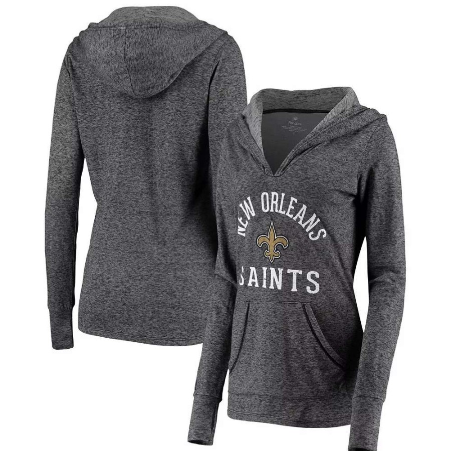 Tops * | Women'S Fanatics Branded Black New Orleans Saints Doubleface Slub Pullover Hoodie