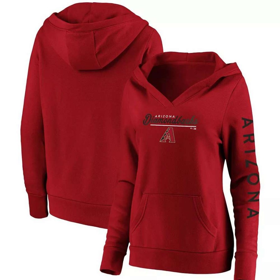 Tops * | Women'S Fanatics Branded Red Arizona Diamondbacks Core High Class Crossover Pullover Hoodie