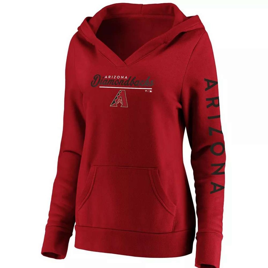 Tops * | Women'S Fanatics Branded Red Arizona Diamondbacks Core High Class Crossover Pullover Hoodie