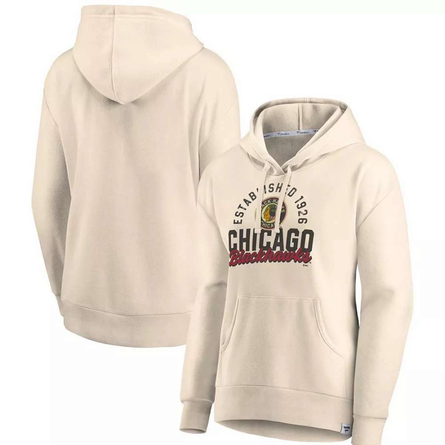 Tops * | Women'S Fanatics Branded Cream Chicago Blackhawks Carry The Puck Pullover Hoodie Sweatshirt