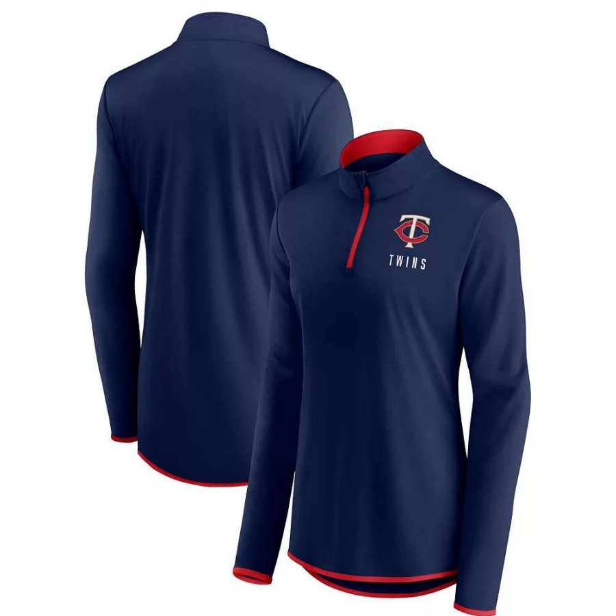 Outerwear * | Women'S Fanatics Branded Navy Minnesota Twins Worth The Drive Quarter-Zip Jacket