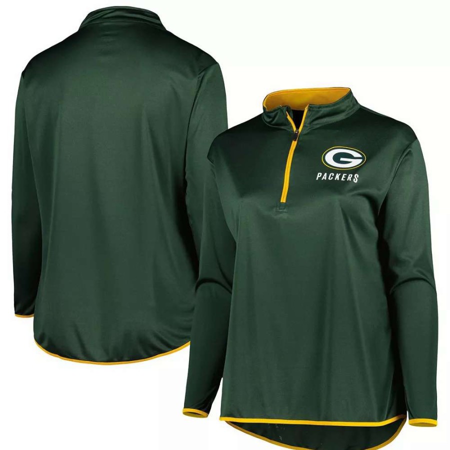 Tops * | Women'S Fanatics Branded Green Green Bay Packers Plus Size Worth The Drive Quarter-Zip Top