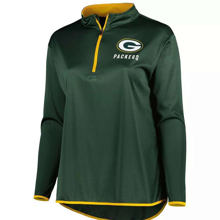 Tops * | Women'S Fanatics Branded Green Green Bay Packers Plus Size Worth The Drive Quarter-Zip Top