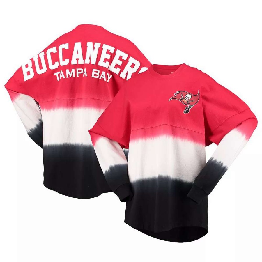 Tops * | Women'S Fanatics Branded Red/Black Tampa Bay Buccaneers Ombre Long Sleeve T-Shirt