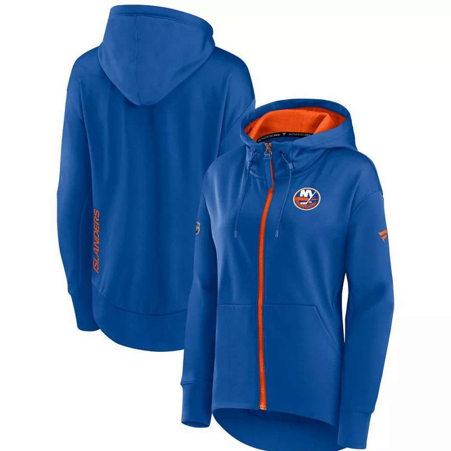 Tops * | Women'S Fanatics Branded Royal New York Islanders Authentic Pro Rink Full-Zip Hoodie