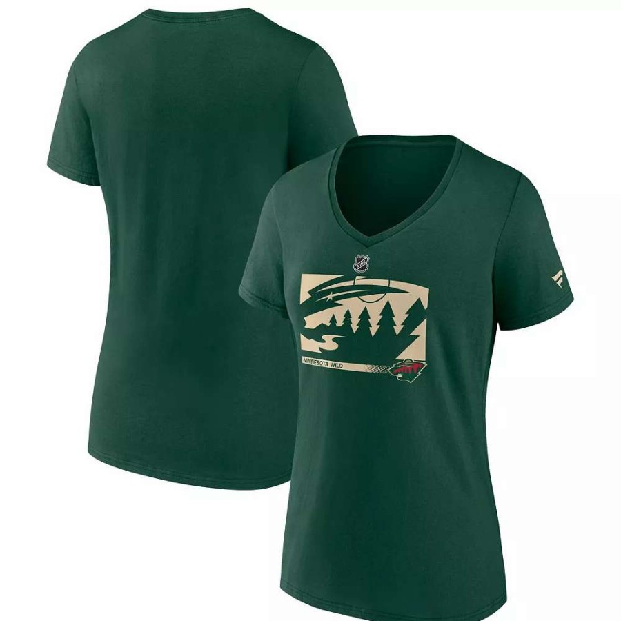 Tops * | Women'S Fanatics Branded Green Minnesota Wild Authentic Pro Core Collection Secondary Logo V-Neck T-Shirt