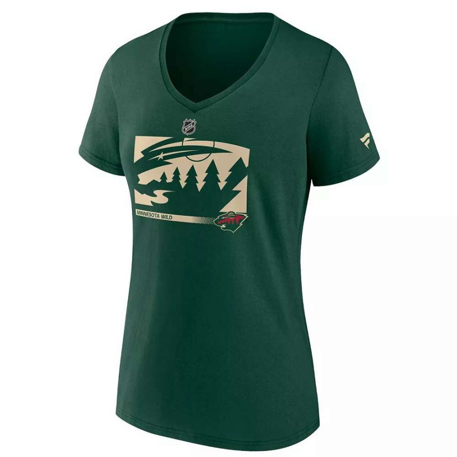 Tops * | Women'S Fanatics Branded Green Minnesota Wild Authentic Pro Core Collection Secondary Logo V-Neck T-Shirt