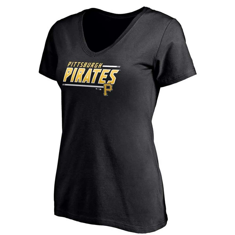 Tops * | Women'S Fanatics Branded Black Pittsburgh Pirates Plus Size Mascot In Bounds V-Neck T-Shirt