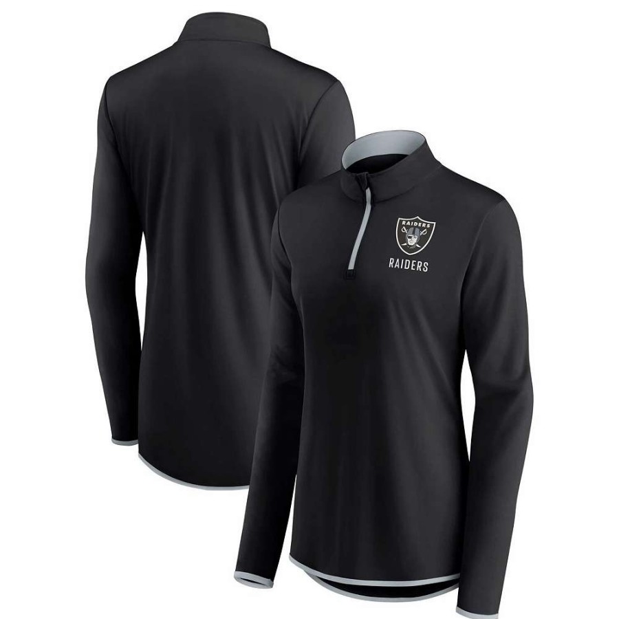 Outerwear * | Women'S Fanatics Branded Black Las Vegas Raiders Worth The Drive Quarter-Zip Top