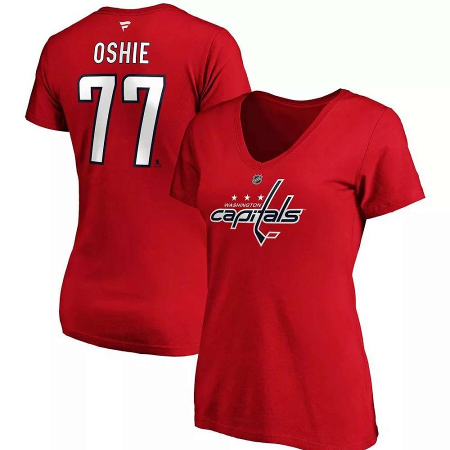 Tops * | Women'S Fanatics Branded Tj Oshie Red Washington Capitals Plus Size Name & Number Scoop Neck T-Shirt