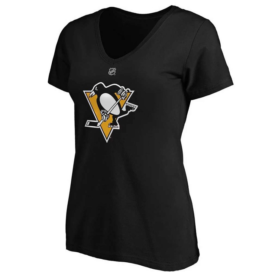 Tops * | Women'S Fanatics Branded Evgeni Malkin Black Pittsburgh Penguins Authentic Stack Name & Number V-Neck T-Shirt