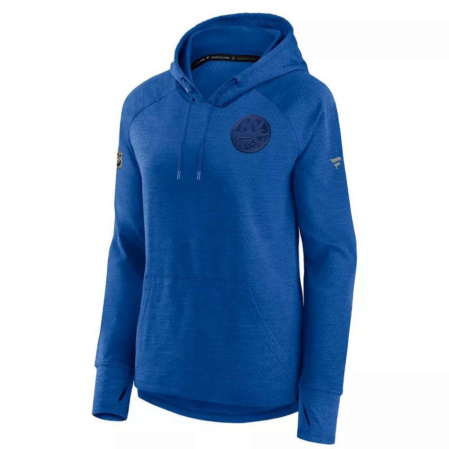 Tops * | Women'S Fanatics Branded Heather Royal New York Islanders Authentic Pro Road Performance Raglan Pullover Hoodie