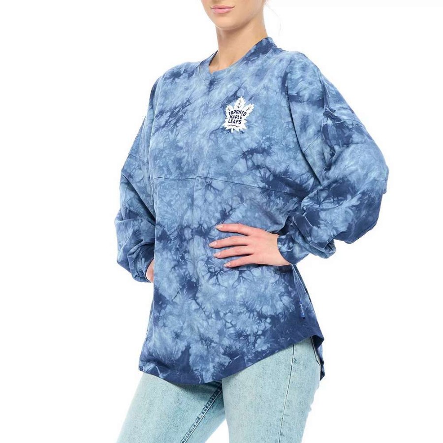 Tops * | Women'S Fanatics Branded Navy Toronto Maple Leafs Crystal-Dye Long Sleeve T-Shirt