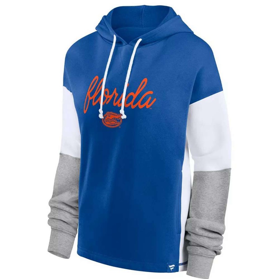 Tops * | Women'S Fanatics Branded Royal Florida Gators Play It Safe Colorblock Pullover Hoodie