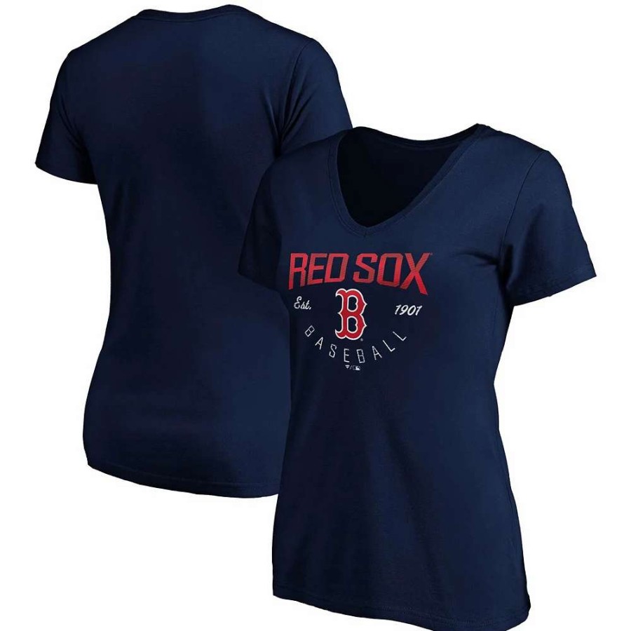 Tops * | Women'S Fanatics Branded Navy Boston Red Sox Live For It V-Neck T-Shirt