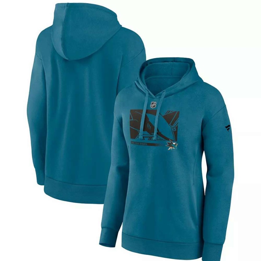 Tops * | Women'S Fanatics Branded Teal San Jose Sharks Authentic Pro Core Collection Secondary Logo V-Neck Pullover Hoodie