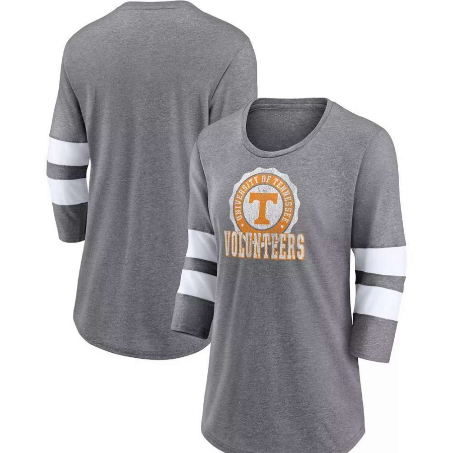 Tops * | Women'S Fanatics Branded Heathered Gray Tennessee Volunteers Drive Forward Tri-Blend 3/4-Sleeve T-Shirt