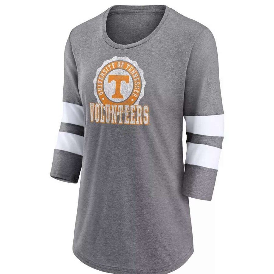 Tops * | Women'S Fanatics Branded Heathered Gray Tennessee Volunteers Drive Forward Tri-Blend 3/4-Sleeve T-Shirt