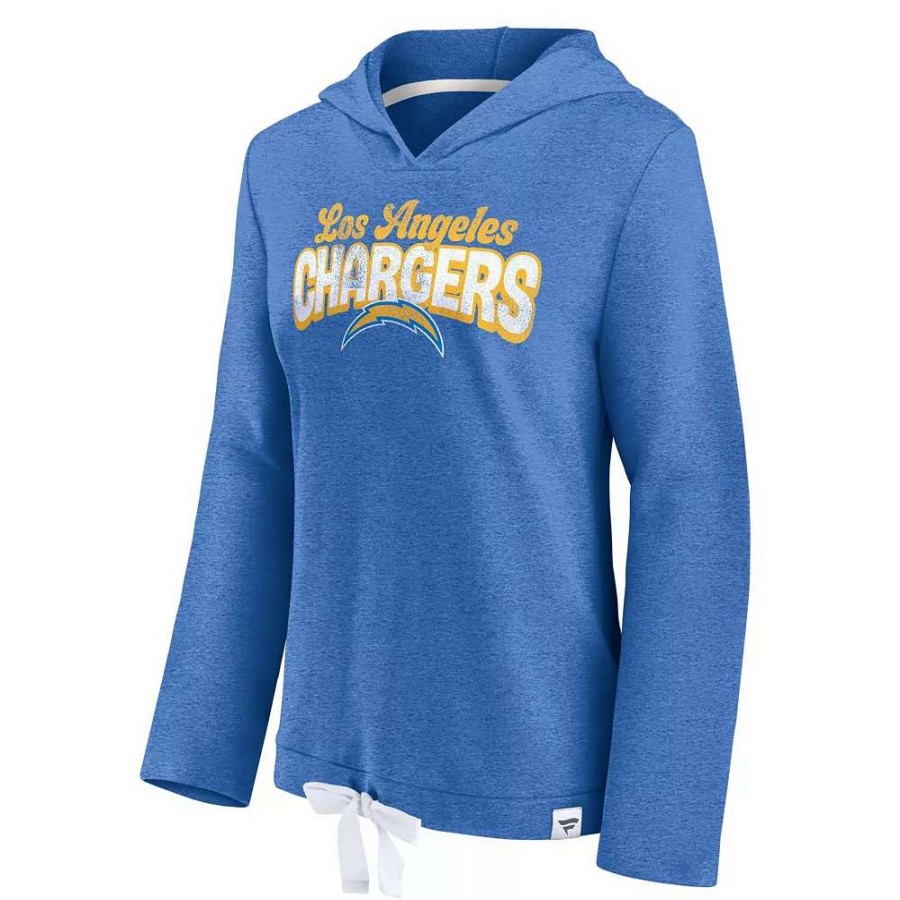 Tops * | Women'S Fanatics Branded Heathered Powder Blue Los Angeles Chargers First Team Flowy Pullover Hoodie