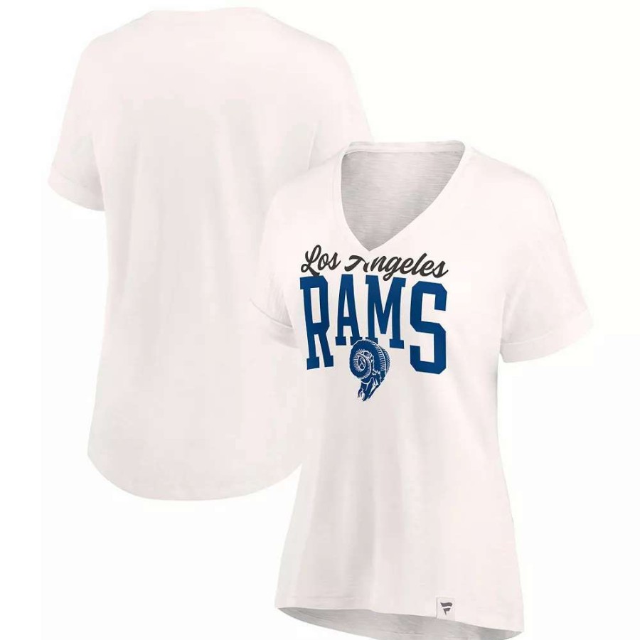 Tops * | Women'S Fanatics Branded Oatmeal Los Angeles Rams Motivating Force V-Neck T-Shirt