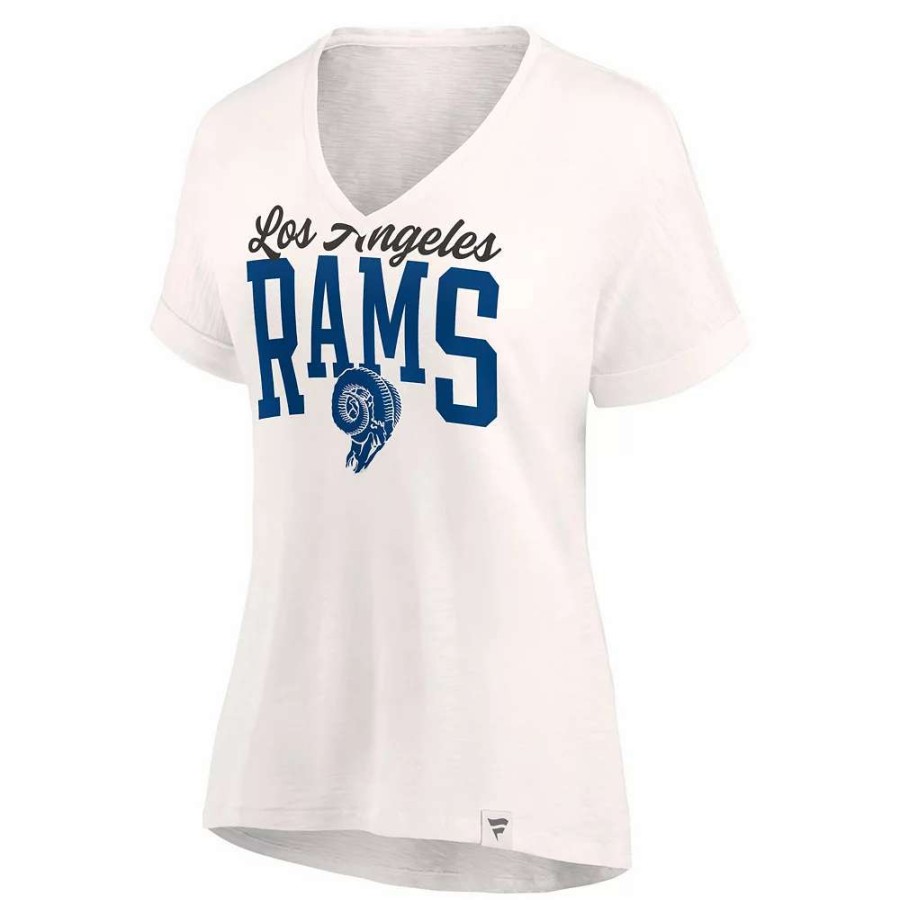 Tops * | Women'S Fanatics Branded Oatmeal Los Angeles Rams Motivating Force V-Neck T-Shirt