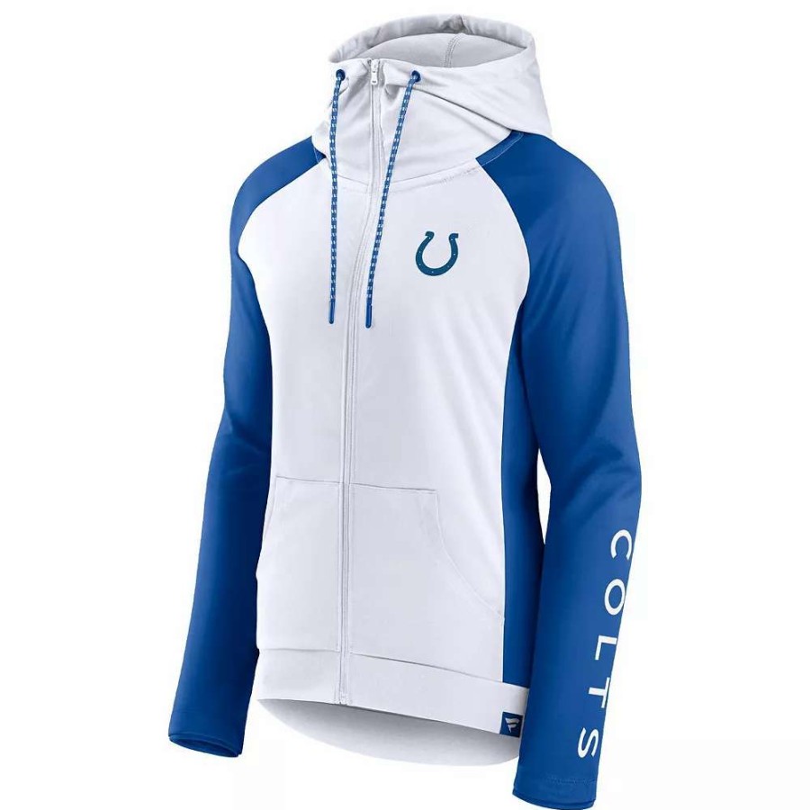 Outerwear * | Women'S Fanatics Branded White/Royal Indianapolis Colts End Around Raglan Full-Zip Hoodie