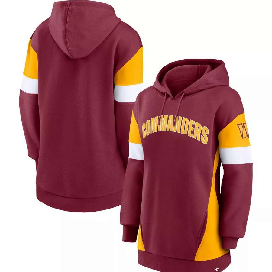 Tops * | Women'S Fanatics Branded Burgundy/Gold Washington Commanders Lock It Down Pullover Hoodie