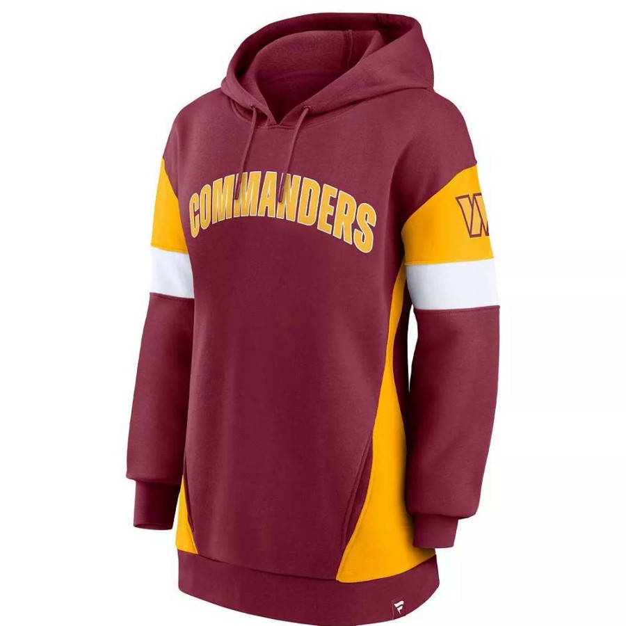 Tops * | Women'S Fanatics Branded Burgundy/Gold Washington Commanders Lock It Down Pullover Hoodie