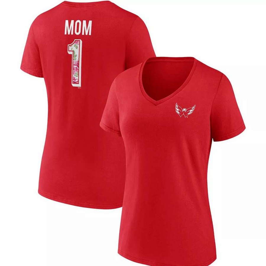 Tops * | Women'S Fanatics Branded Red Washington Capitals Team Mother'S Day V-Neck T-Shirt