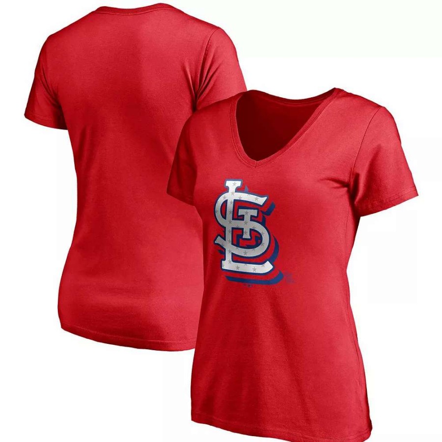 Tops * | Women'S Fanatics Branded Red St. Louis Cardinals Red White & Team V-Neck T-Shirt