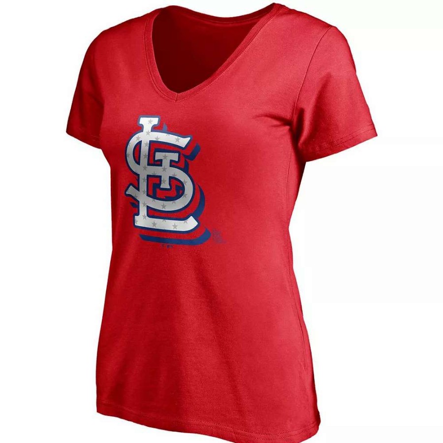 Tops * | Women'S Fanatics Branded Red St. Louis Cardinals Red White & Team V-Neck T-Shirt